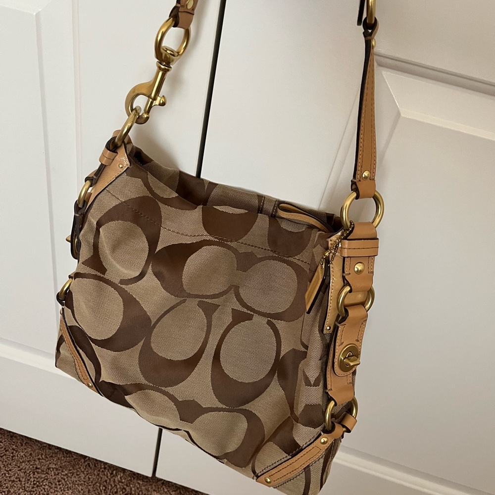 Coach Brown and Tan Shoulder Bag